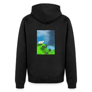 Sheep on rocks in front of the water - Unisex Premium Organic Zip Hoodie - black - Back - Nico (187cm)