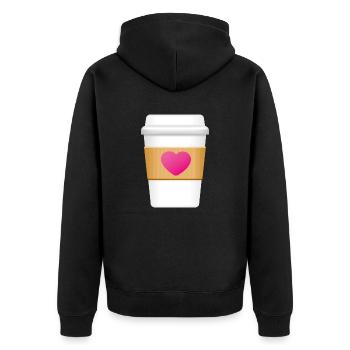 Smiley Coffee Mug - Unisex Premium Bio Zip Hoodie - Schwarz - Hinten - Nico (187cm)