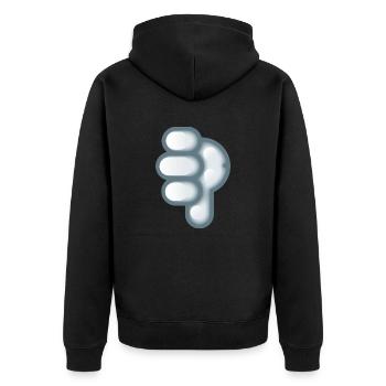 Smiley Hand Signal Down - Unisex Premium Organic Zip Hoodie - black - Back - Nico (187cm)