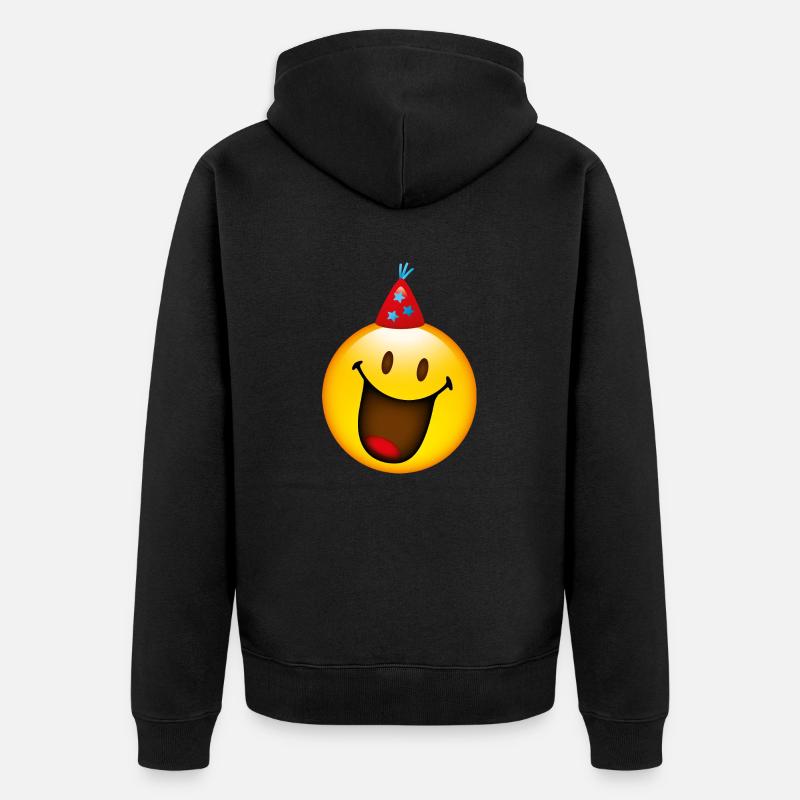 Smiley with Party Hat - Unisex Premium Bio Zip Hoodie - Schwarz
