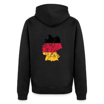 kratzer risse karte land 3 farben deutschland nati - Unisex Premium Bio Zip Hoodie - Schwarz - Hinten - Nico (187cm)