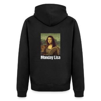 Monday Lisa Mona Lisa zerzaust Humor Kunst Montag - Veste à capuche bio Premium Unisexe - noir - Dos - Nico (187cm)