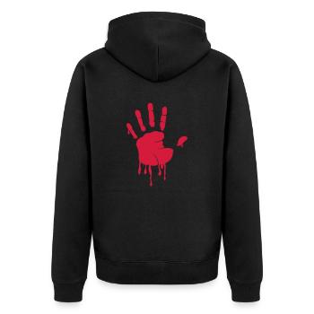 blutende_hand - Unisex Premium Bio Zip Hoodie - Schwarz - Hinten - Nico (187cm)