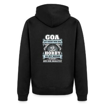 Goa - Nicht nur Hobby - Unisex Premium Bio Zip Hoodie - Schwarz - Hinten - Nico (187cm)