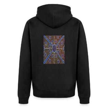 Kunst der australischen Aborigines - Unisex Premium Bio Zip Hoodie - Schwarz - Hinten - Nico (187cm)
