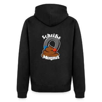 Scheißemagnet - Unisex Premium Bio Zip Hoodie - Schwarz - Hinten - Nico (187cm)