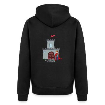 Ritter und Burg - Unisex Premium Bio Zip Hoodie - Schwarz - Hinten - Nico (187cm)