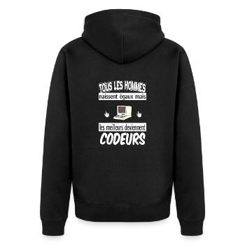 codeurs - Veste à capuche bio Premium Unisexe - noir - Dos - Nico (187cm)