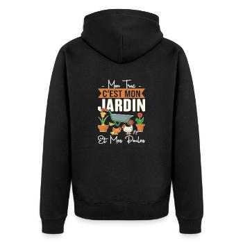 Mon Truc C'est Mon Jardin Et Mes Poules Cadeau - Veste à capuche bio Premium Unisexe - noir - Dos - Nico (187cm)