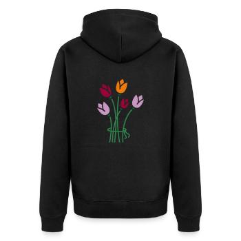 Flowers - Unisex Premium Organic Zip Hoodie - black - Back - Nico (187cm)