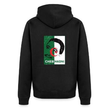 CHEB HESSNi ALGERIAN ARTIST - Unisex Premium Organic Zip Hoodie - black - Back - Nico (187cm)