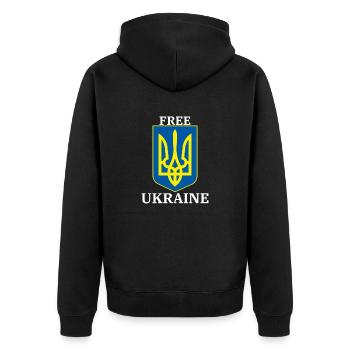 Coat of arms Ukraine2 - Unisex Premium Organic Zip Hoodie - black - Back - Nico (187cm)