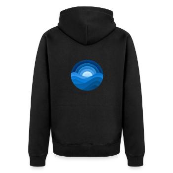 Nacht Meer - Unisex Premium Bio Zip Hoodie - Schwarz - Hinten - Nico (187cm)