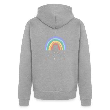 Regenbogen Regen - Unisex Premium Bio Zip Hoodie - Grau meliert - Hinten - Nico (187cm)