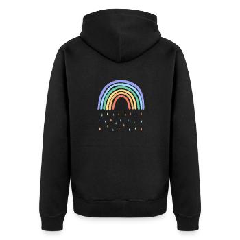 Regenbogen Regen - Unisex Premium Bio Zip Hoodie - Schwarz - Hinten - Nico (187cm)