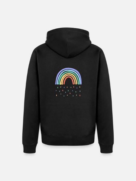 Regenbogen Regen - Unisex Premium Bio Zip Hoodie - Schwarz