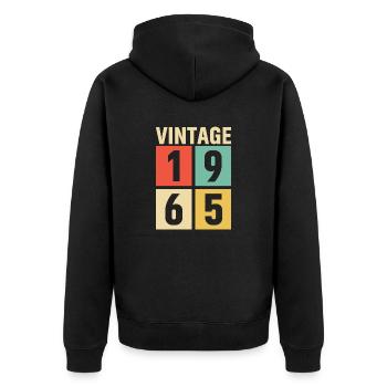 cadeau anniversaire homme amie femme original 1965 - Veste à capuche bio Premium Unisexe - noir - Dos - Nico (187cm)