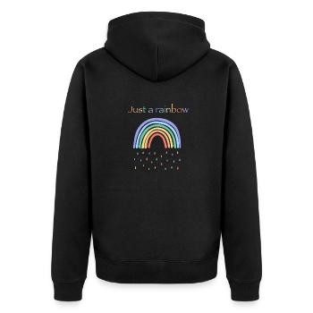 Einfach Regenbogen - Unisex Premium Bio Zip Hoodie - Schwarz - Hinten - Nico (187cm)
