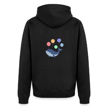 Magischer Wal, der mit Ballons aufsteigt - Unisex Premium Bio Zip Hoodie - Schwarz - Hinten - Nico (187cm)
