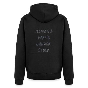 mama papa Eltern stolz Kinder babys Schrift - Unisex Premium Bio Zip Hoodie - Schwarz - Hinten - Nico (187cm)