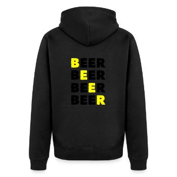 Bier Bier Bier Bier - Unisex Premium Bio Zip Hoodie - Schwarz - Hinten - Nico (187cm)
