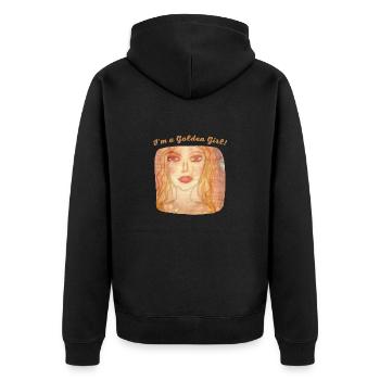 Ich bin ein Golden Girl - Unisex Premium Bio Zip Hoodie - Schwarz - Hinten - Nico (187cm)