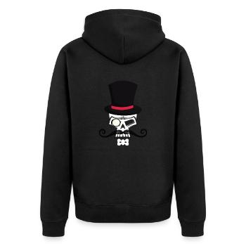 Skullheadwith beard and hat - Unisex Premium Bio Zip Hoodie - Schwarz - Hinten - Nico (187cm)
