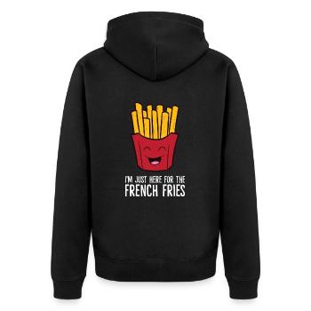Fries - I'm just here for the French Fries - Unisex Premium Organic Zip Hoodie - black - Back - Nico (187cm)