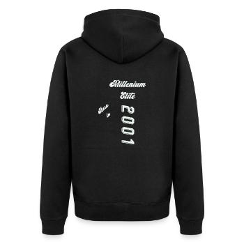 2001 - Unisex Premium Bio Zip Hoodie - Schwarz - Hinten - Nico (187cm)