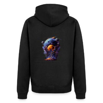 Space Alpha - Unisex Premium Organic Zip Hoodie - black - Back - Nico (187cm)