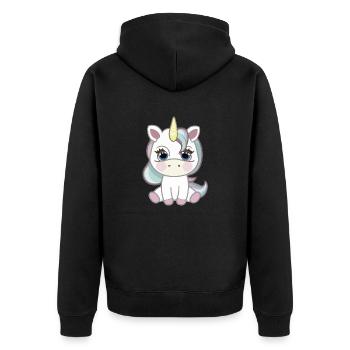 Idée cadeau Bébé Licorne - Veste à capuche bio Premium Unisexe - noir - Dos - Nico (187cm)