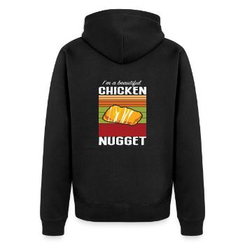 Schönes Chicken Nugget - Unisex Premium Bio Zip Hoodie - Schwarz - Hinten - Nico (187cm)