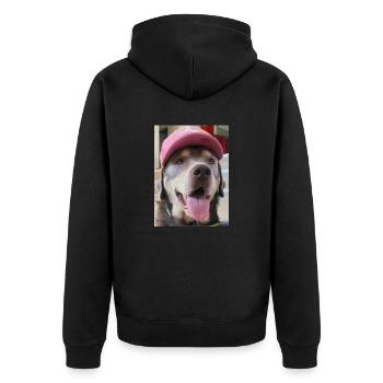 The Charlie Dog - Unisex Premium Bio Zip Hoodie - Schwarz - Hinten - Nico (187cm)