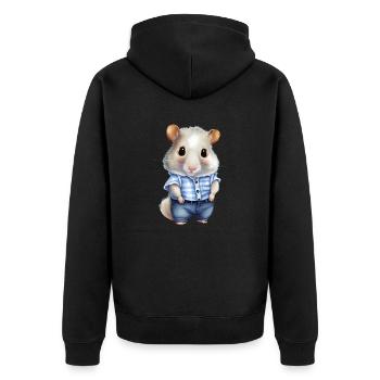 Cute hamster - Unisex Premium Organic Zip Hoodie - black - Back - Nico (187cm)