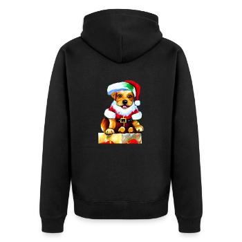 Christmas Puppy - Unisex Premium Bio Zip Hoodie - Schwarz - Hinten - Nico (187cm)