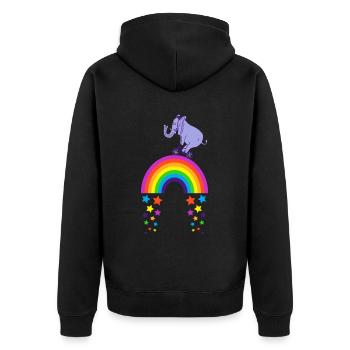 Kidcore Rainbow Elephant Bike Riding Gift - Unisex Premium Organic Zip Hoodie - black - Back - Nico (187cm)