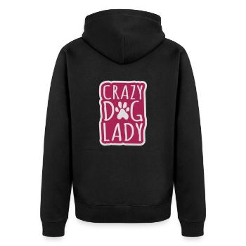 crazy dog lady Zitat - Unisex Premium Bio Zip Hoodie - Schwarz - Hinten - Nico (187cm)