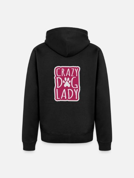 crazy dog lady quote - Unisex Premium Organic Zip Hoodie - black