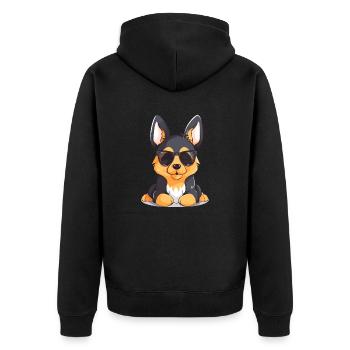 German Shepherd puppy with sunglasses - Unisex Premium Organic Zip Hoodie - black - Back - Nico (187cm)