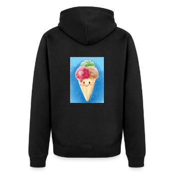 Eiscreme - Unisex Premium Bio Zip Hoodie - Schwarz - Hinten - Nico (187cm)
