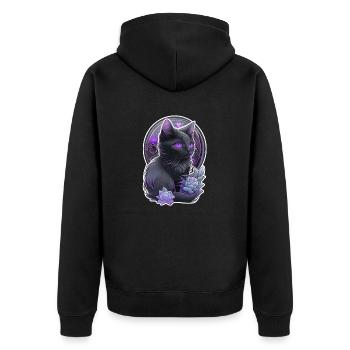 Black cat - Felin kitten - Unisex Premium Organic Zip Hoodie - black - Back - Nico (187cm)