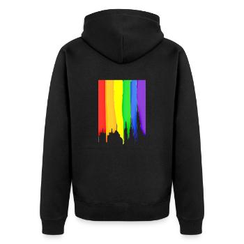 RAINBOW DRIP LGBTQ+ PRIDE - Unisex Premium Bio Zip Hoodie - Schwarz - Hinten - Nico (187cm)