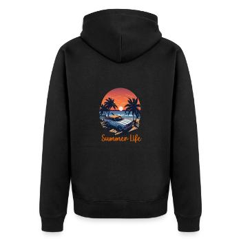 Sommerleben - Unisex Premium Bio Zip Hoodie - Schwarz - Hinten - Nico (187cm)