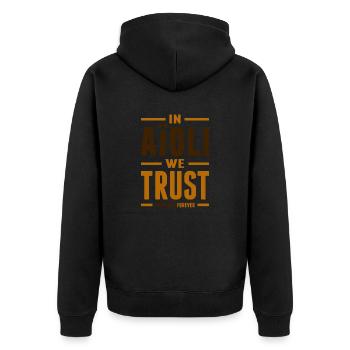 In Aïoli we trust - Veste à capuche bio Premium Unisexe - noir - Dos - Nico (187cm)