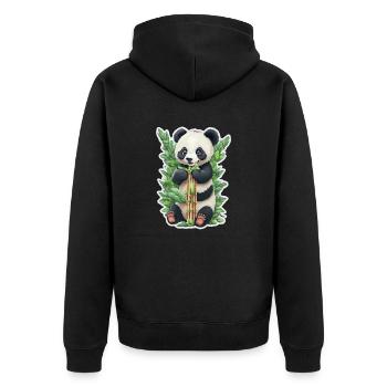 Panda Bär ißt Bambus - Unisex Premium Bio Zip Hoodie - Schwarz - Hinten - Nico (187cm)