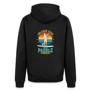 Unleash Your Inner Paddle Warrior Stand Up Paddlin - Unisex Premium Bio Zip Hoodie - Schwarz - Hinten - Nico (187cm)