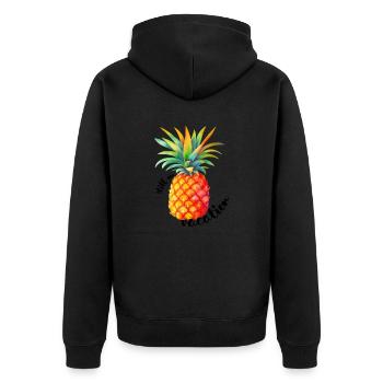 still on vacation - Unisex Premium Organic Zip Hoodie - black - Back - Nico (187cm)