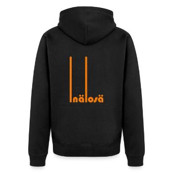 inälosä - reinhören.Auf das Bauchgefühl hören. - Unisex Premium Bio Zip Hoodie - Schwarz - Hinten - Nico (187cm)
