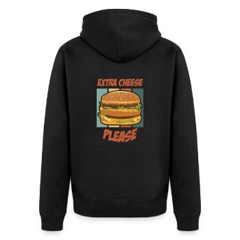 Extra Cheese, Please - burger - Unisex Premium Organic Zip Hoodie - black - Back - Nico (187cm)