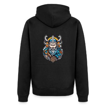 Wikinger Odin Thor Walhalla - Unisex Premium Bio Zip Hoodie - Schwarz - Hinten - Nico (187cm)